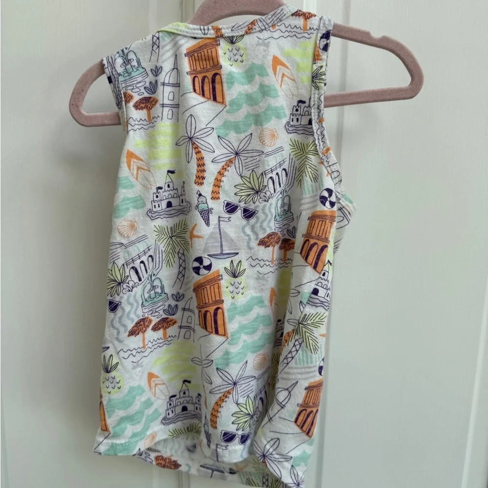 Cat & Jack 3T Girls White Multicolor Tropical Beach Tank Top with Playful Print